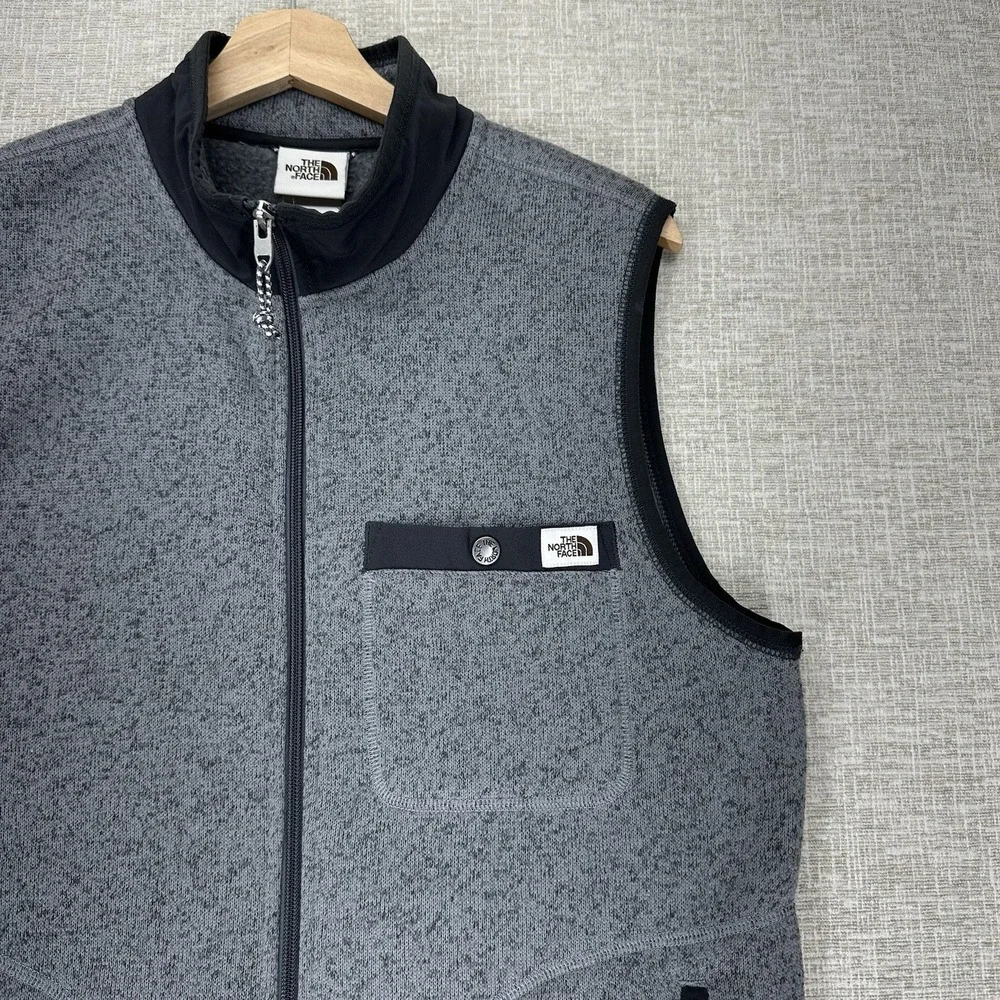 The North Face Vest Mens Small Gray Sweater Fleece Full Zip‎ Pockets NF0ASGL3